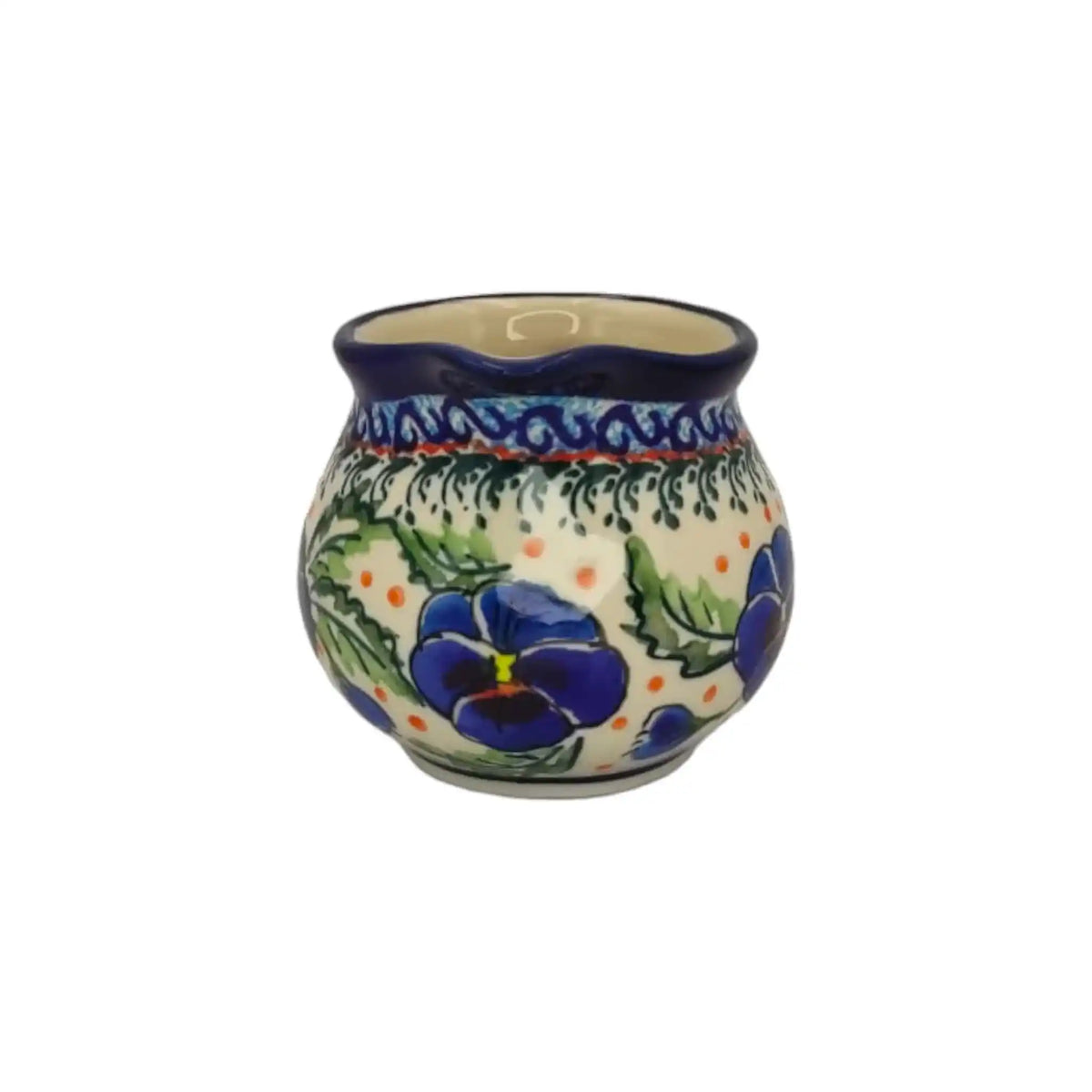 Analyzing image Polish-pottery-Creamer-Pansies-Flowers_3