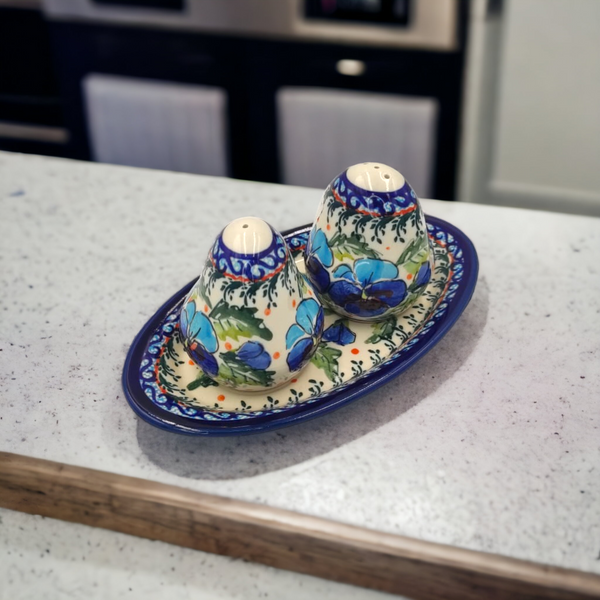 Polish pottery Spice set (Pansies Flowers)