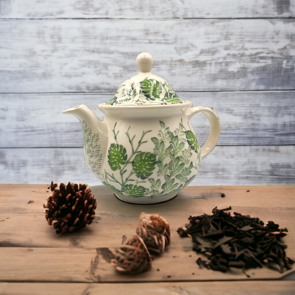 Polish pottery Tea & Coffee pot (Monstera Leaves)