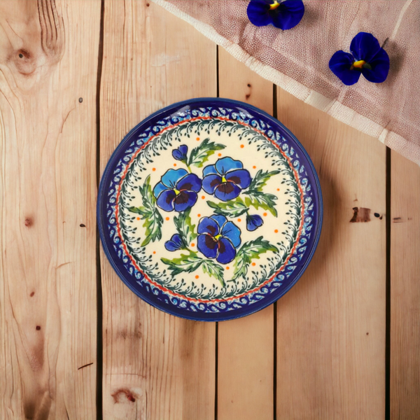 Polish pottery Dessert plate (Pansies Flowers)