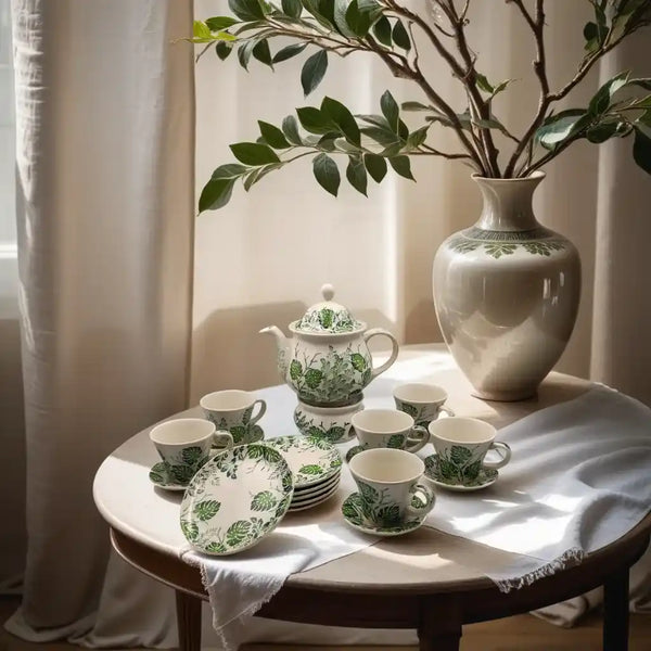 Polish-pottery-Coffee-and-Tea-set-Monstera-Leaves_5