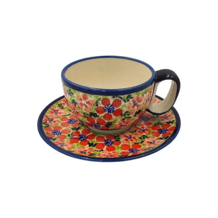 Polish-pottery-Coffee-and-Tea-set-Red-Flower-Meadow_5