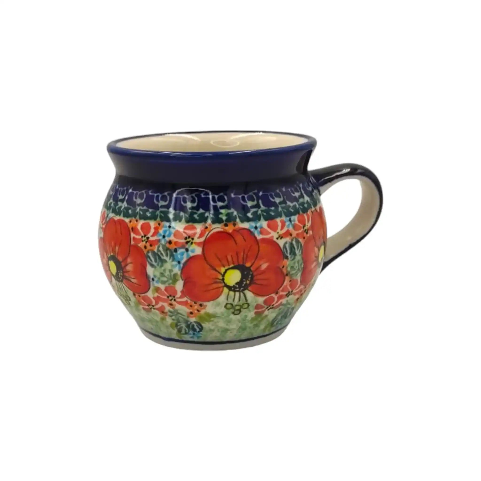 Polish-pottery-barrel-mug-Red-Stamens_2