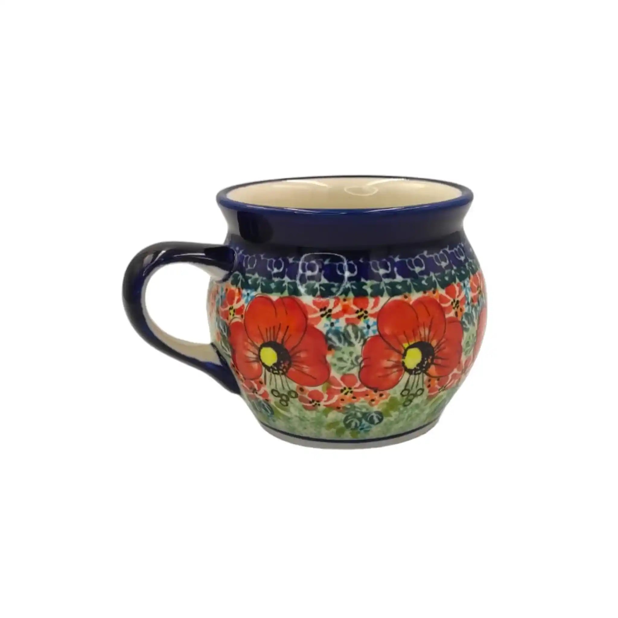 Polish-pottery-barrel-mug-Red-Stamens_3