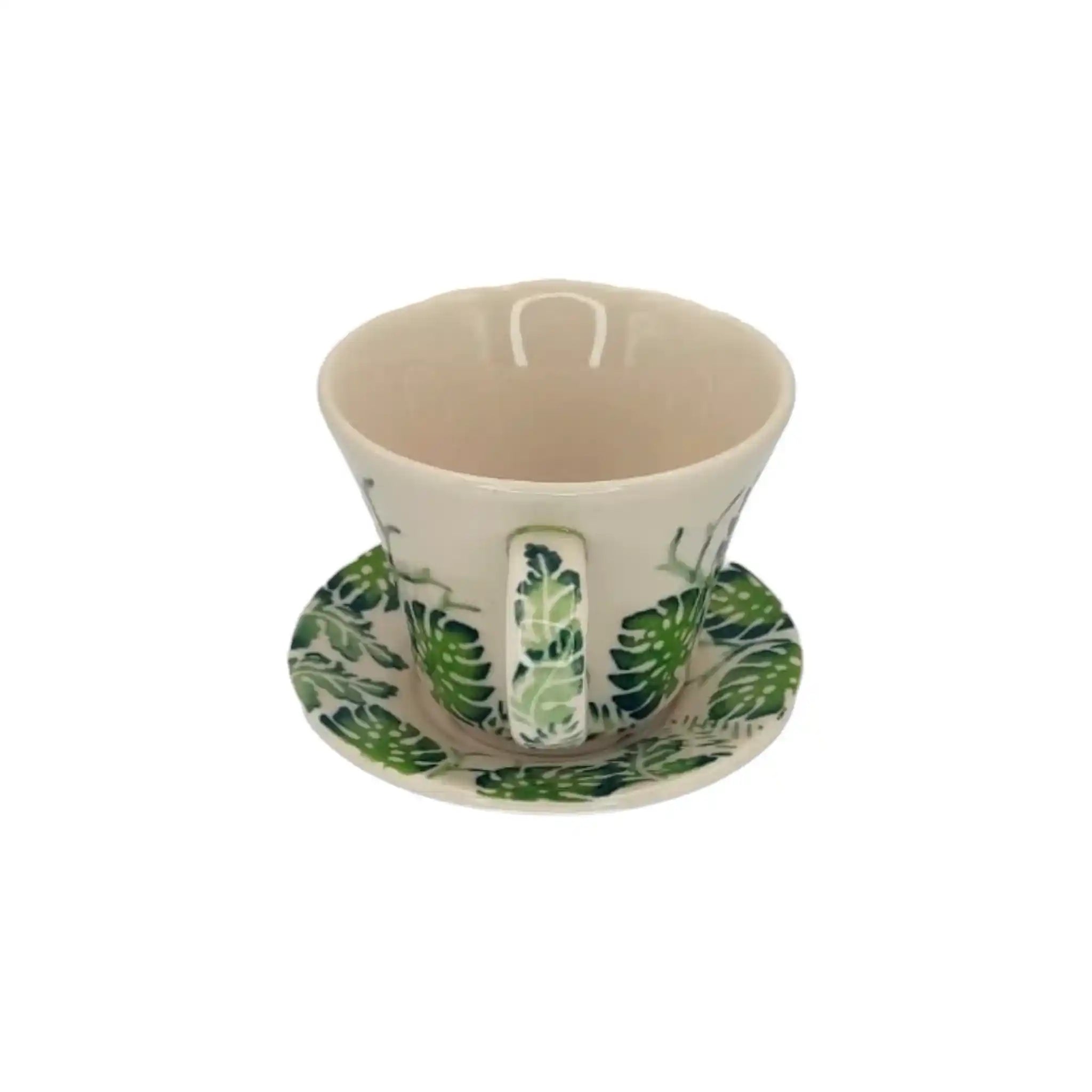 Polish-pottery-coffee-cup-Tulip-Monstera-Leaves_3