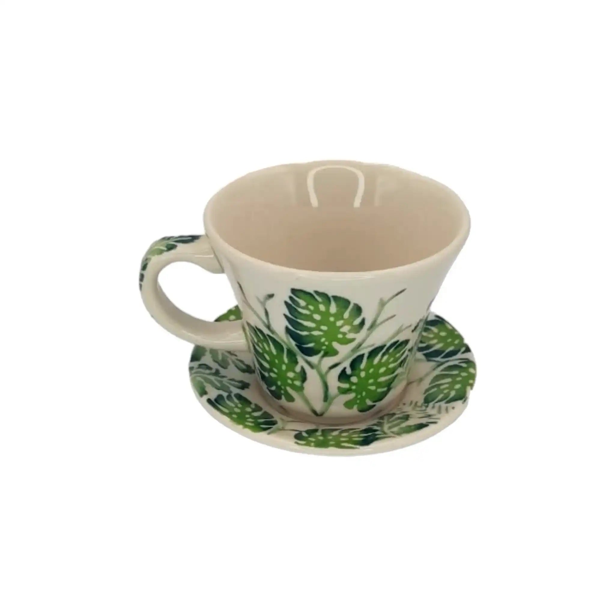 Polish-pottery-coffee-cup-Tulip-Monstera-Leaves_4