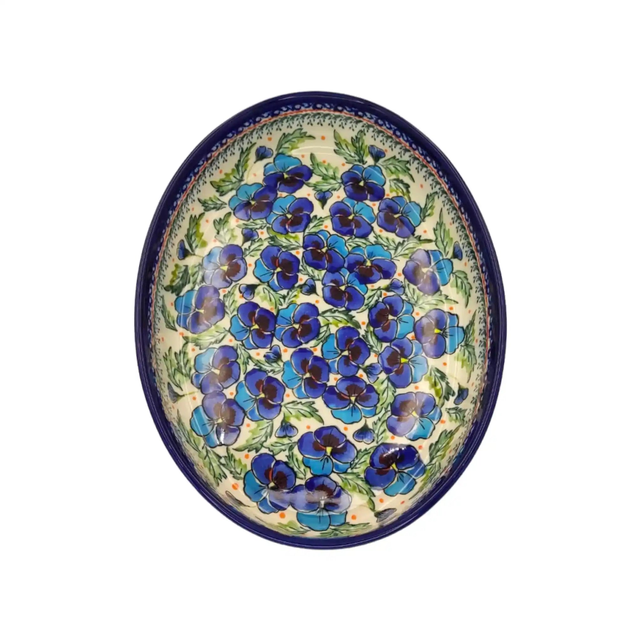 polish-pottery-large-oval-dish-pansies-flowers_1