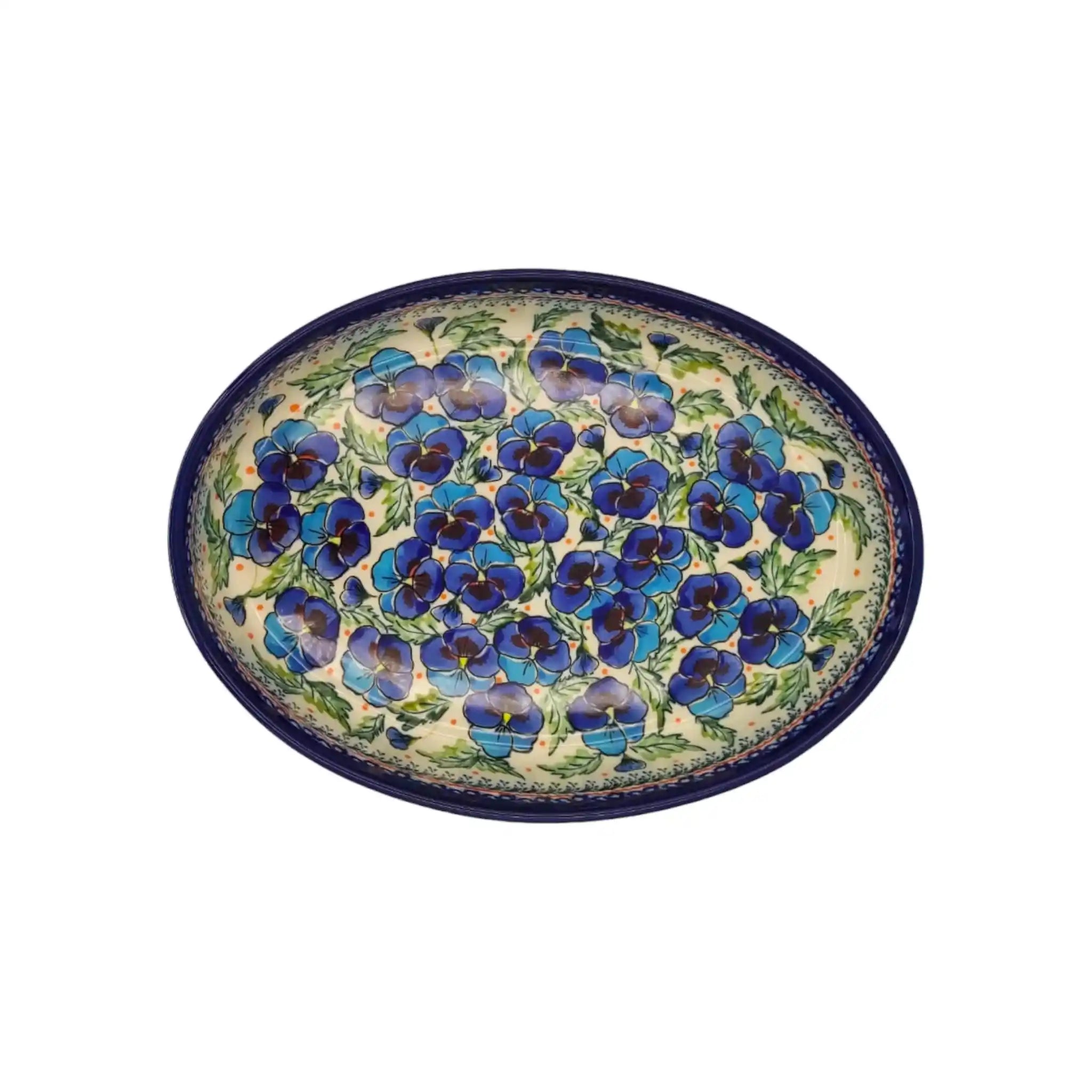 polish-pottery-large-oval-dish-pansies-flowers_5