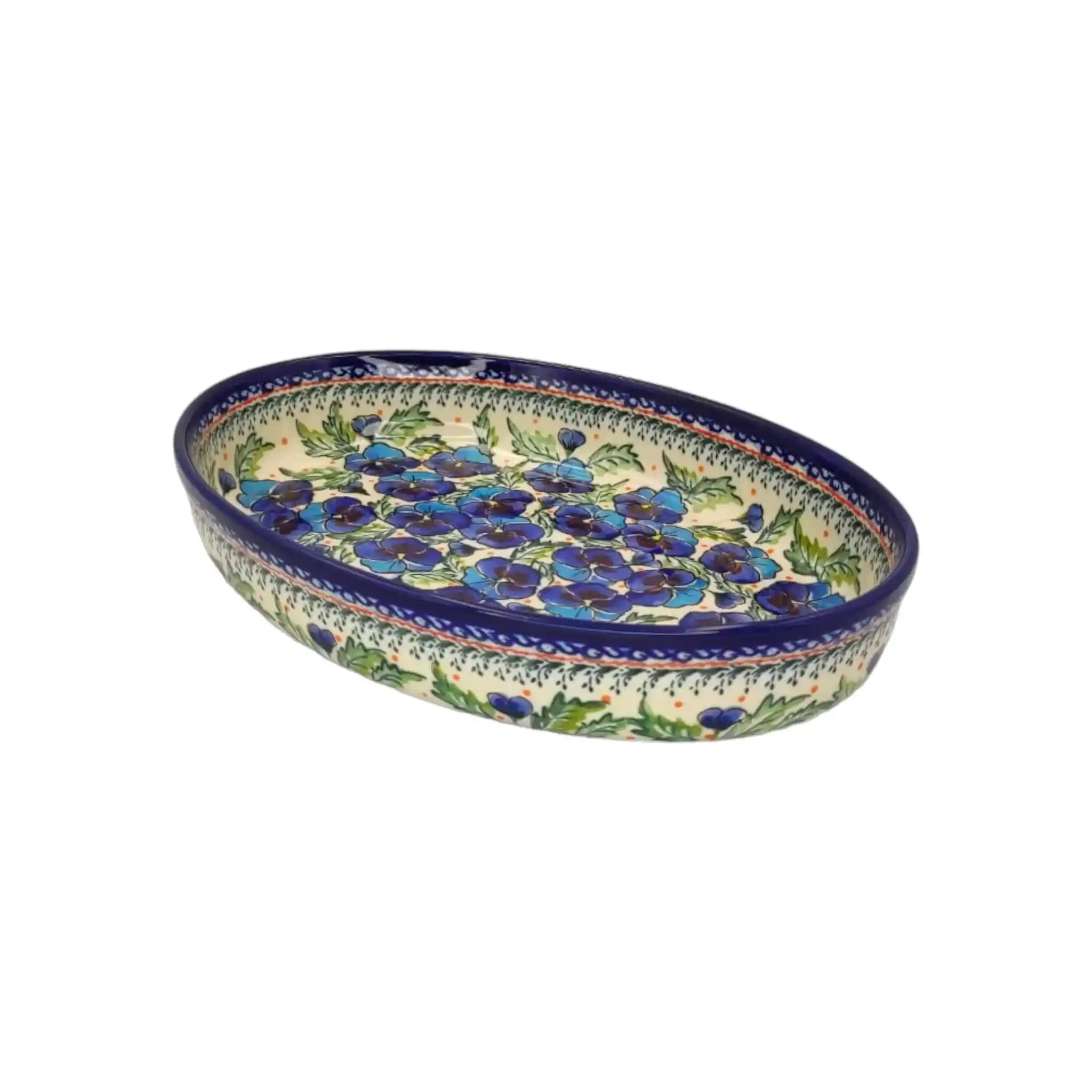 polish-pottery-large-oval-dish-pansies-flowers_6