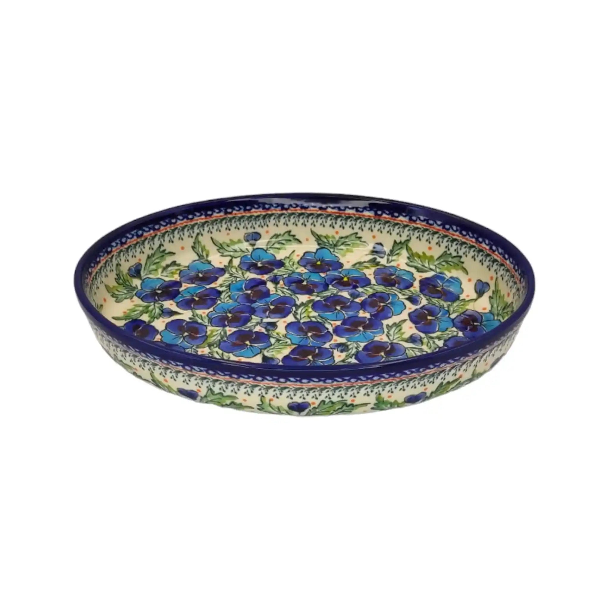 polish-pottery-medium-oval-dish-pansies-flowers_4