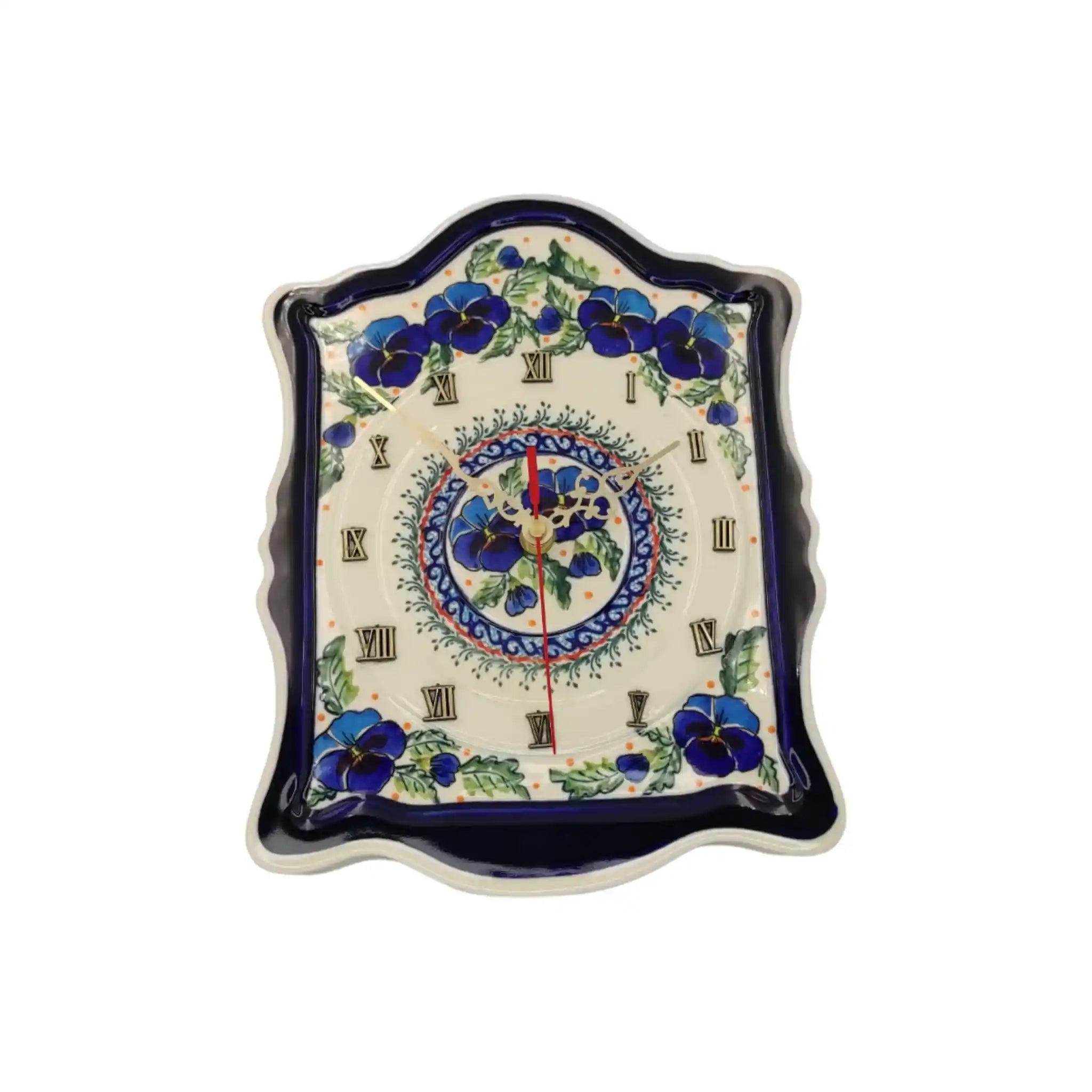 polish-pottery-wall-clock-pansies-flowers_1