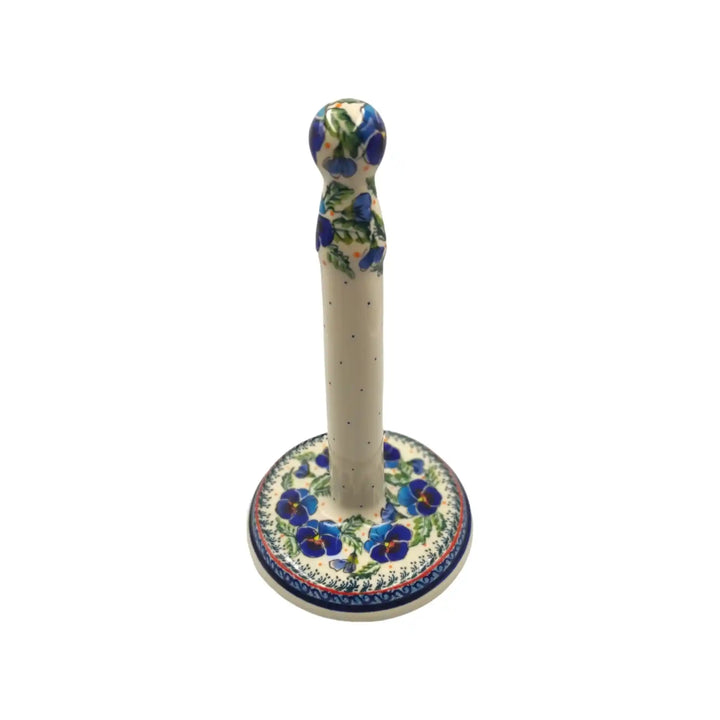 polish pottery paper towel holder pansies flowers